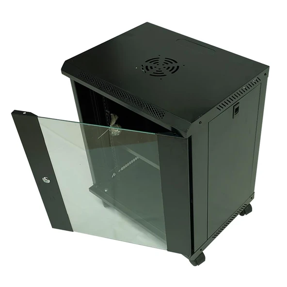 Racksan ML-6412S 12U Duvar Tipi Kabinet (600-530-400) Raf+Fan+Priz ürün görseli 1
