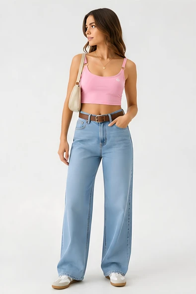 Lili Woman Kadın Pembe Halka Detaylı Crop Atlet E.9062 ürün görseli 1