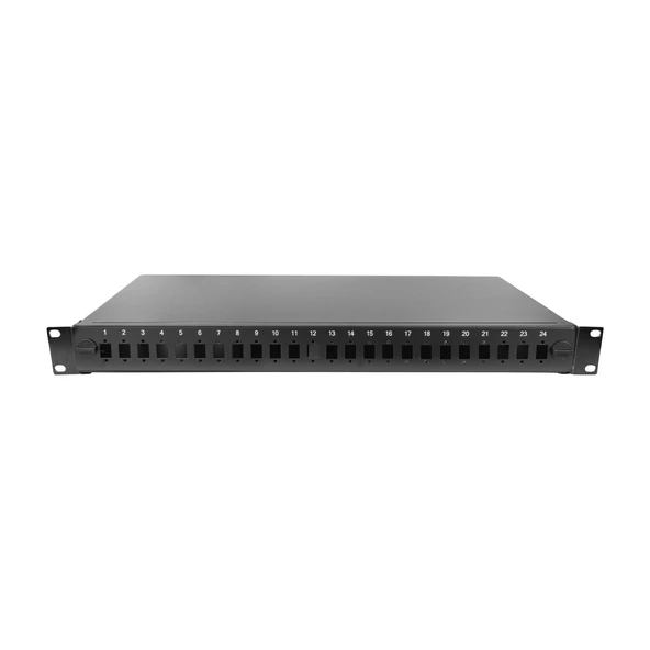 Alfafonet EcoSlide 24 Port SC-SX/LC-DX 1RU Rack Tipi Siyah Fiber Optik Patch Panel ürün görseli 1
