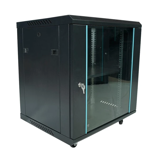 Racksan MT-6612S 12U Duvar Tipi Kabinet (640-600-600) Raf+Fan+Priz ürün görseli 1