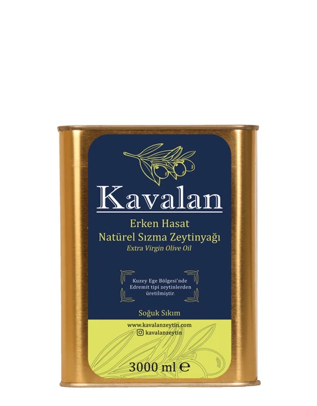 Kavalan İyi Tarım Uyg. 3 Lt Kuzey Ege Erken Hasat Soğuk Sıkım Natürel Sızma Zeytinyağı ürün görseli 1