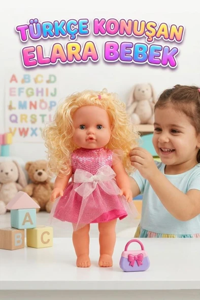 Elara Türkçe Konuşan 35cm Kafası Kolları ve Bacakları Et Bebek Gövdesi Sert Plastik Oyuncak Bebek ürün görseli 1