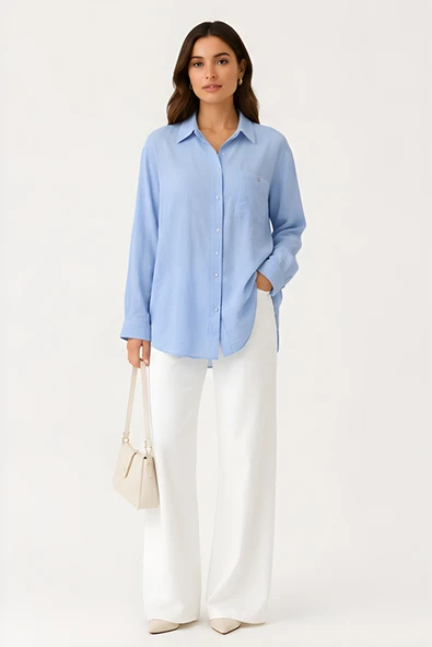 Lili Woman Kadın Effortless Fit Dokulu Gömlek E.2505 ürün görseli 1
