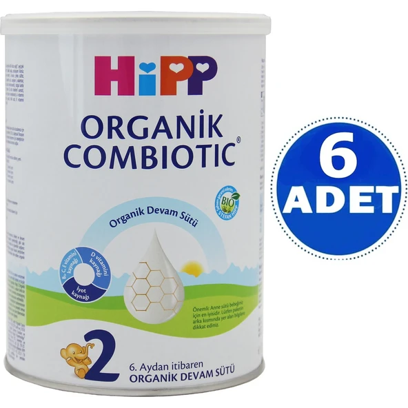 2 Organik Combiotic Devam Sütü 350 gr 6 Adet Sütlü Biberon Maması 6-9 Ay İçin ürün görseli 1