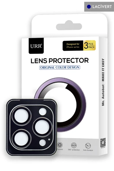 URR iPhone 15 Pro Max 3D PVD Dioxide Kamera Lens Koruyucu - Lacivert ürün görseli 1