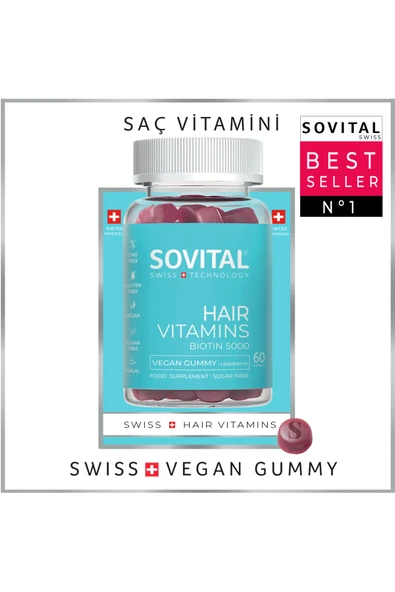 Sovital Hair Vitamins İsviçre Patentli 60 Gummies ürün görseli 1