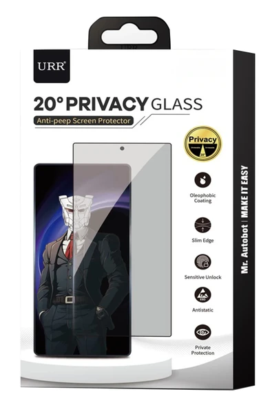 URR Samsung Galaxy S25 Edge 2.5D HD 20º Privacy Cam Ekran Koruyucu - Siyah ürün görseli 1