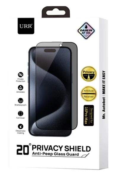 URR iPhone 14 2.5D HD 20º Privacy Cam Ekran Koruyucu - Siyah ürün görseli 1