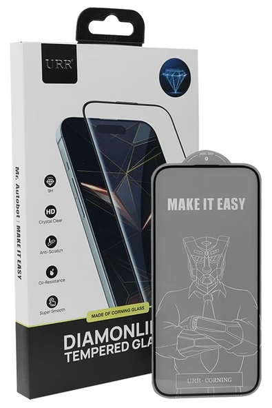 URR iPhone 17 Pro Max Diamonlike Corning Glass 3X Shatterproof Sapphire Cam Ekran Koruyucu - Siyah ürün görseli 1