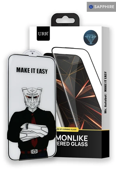 URR iPhone 14 Pro Max Diamonlike Corning Glass 3X Shatterproof Sapphire Cam Ekran Koruyucu - Siyah ürün görseli 1
