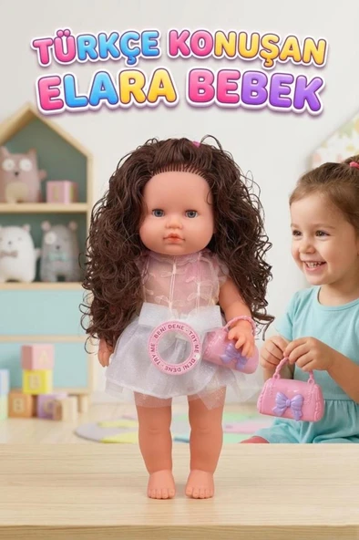 Kumral Elara Türkçe Konuşan 35cm Kafası Kolları ve Bacakları Et Gövdesi Sert Plastik Oyuncak Bebek ürün görseli 1
