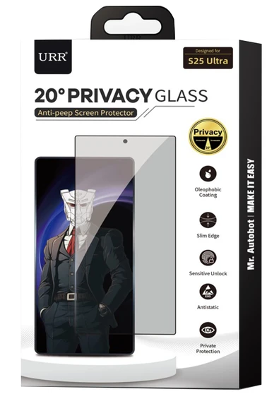 URR Samsung Galaxy S24 FE 2.5D HD 20º Privacy Cam Ekran Koruyucu - Siyah ürün görseli 1