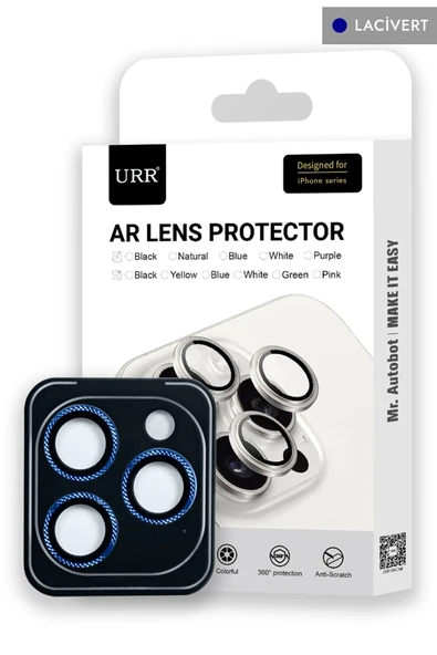 URR iPhone 15 Pro Max Rhomb Snakeskin AR Kamera Lens Koruyucu - Lacivert ürün görseli 1