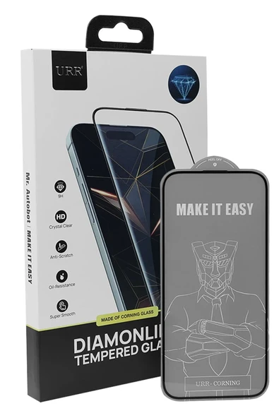 URR  iPhone 16 Diamonlike Corning Glass 3X Shatterproof Sapphire Cam Ekran Koruyucu - Siyah ürün görseli 1