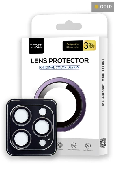 URR iPhone 14 Pro Max Titanium Alloy AR Kamera Lens Koruyucu - Gold ürün görseli 1