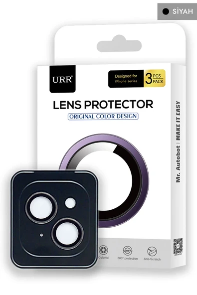 URR iPhone 15 Titanium Alloy AR Kamera Lens Koruyucu - Siyah ürün görseli 1