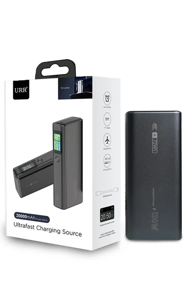 URR Ultrafast Charging Source 130W 20.000 mAh PD Powerbank - Siyah ürün görseli 1