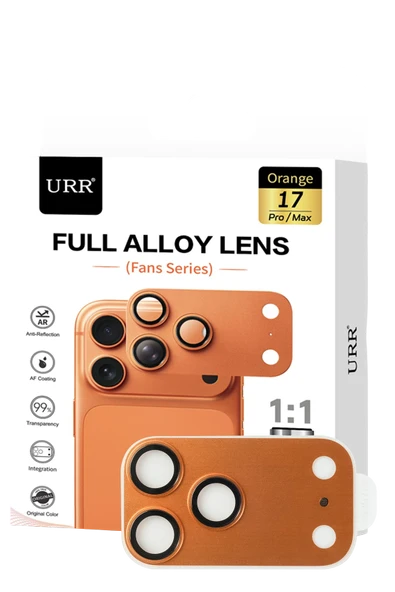 URR  iPhone 17 Pro Fans Series Full Alloy Kamera Lens Koruyucu - Turuncu ürün görseli 1
