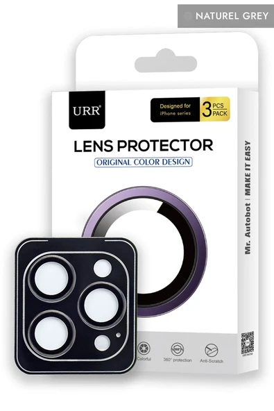 URR iPhone 15 Pro Max 3D PVD Dioxide Kamera Lens Koruyucu - Natural Grey ürün görseli 1