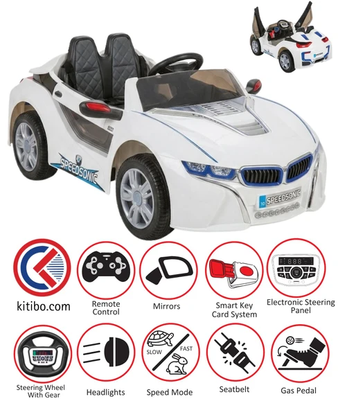 PİLSAN SPEED SONİC AKÜLÜ ARABA 12 VOLT KUMANDALI BEYAZ ürün görseli 1