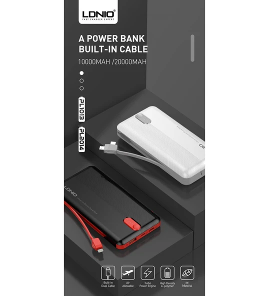 LDNIO PL1013 100000mah 2 portlu(typce-micro) powerbank ürün görseli 1