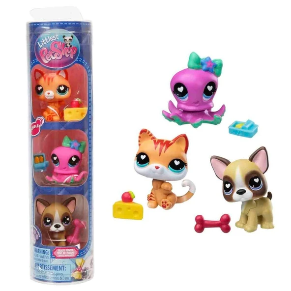 L. Pet Shop Minişler 3’lü Figür Seti S4 Kedi-Ahtapot-Boston Terrier Köpek ürün görseli 1