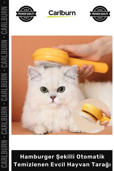 #Petshop Kedi Köpek Tüy Toplama Masaj Hamburger Şekilli Otomatik Temizlenen Evcil Hayvan Tarağı ürün görseli 1