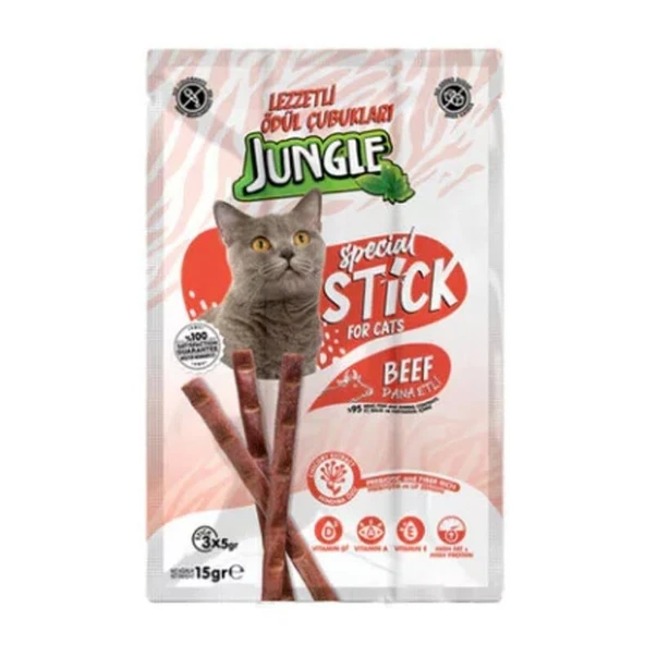 Jungle Sticks Dana Etli Çubuk Kedi Ödülü 15 g (3 x 5 gr) x 20 Adet ürün görseli 1
