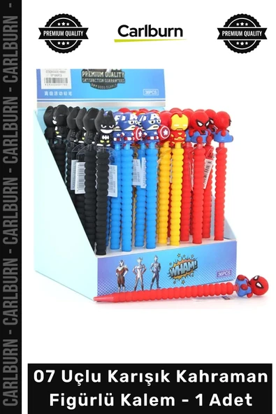 #Kalem Kaliteli Ergonomik Şık Eğlenceli Tasarım Okul 07 Uçlu Karışık Kahraman Figürlü Kalem - 1 Adet ürün görseli 1
