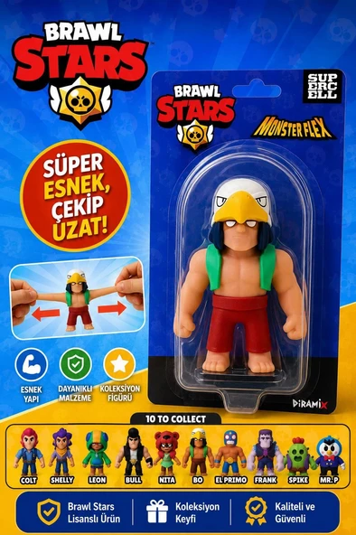 Brawl Stars Monster Flex Esnek Oyuncak Figür - Çek Uzat Stres Oyuncağı ( BO ) ürün görseli 1