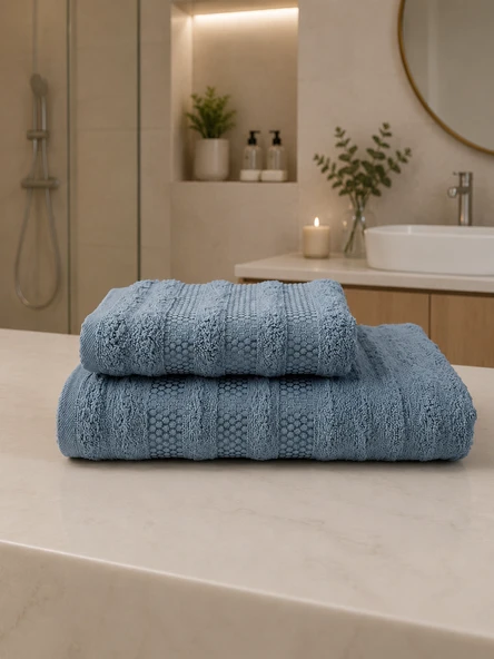Pamuklu Saç Havlusu 50x90 ve Banyo Havlusu 90x150 Yumuşak Dokulu Emici Saç ve Banyo Havlusu ürün görseli 1