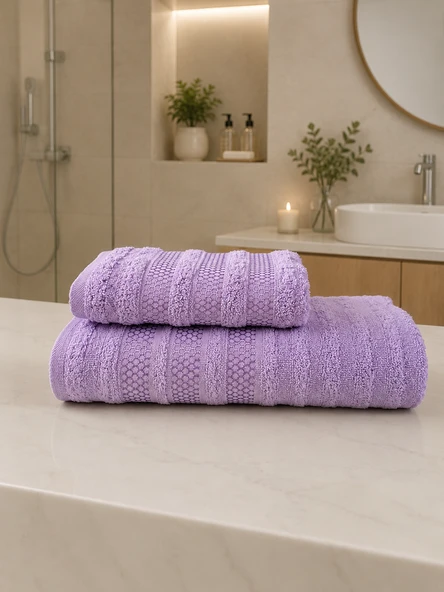 Pamuklu Saç Havlusu 50x90 ve Banyo Havlusu 90x150 Yumuşak Dokulu Emici Saç ve Banyo Havlusu ürün görseli 1