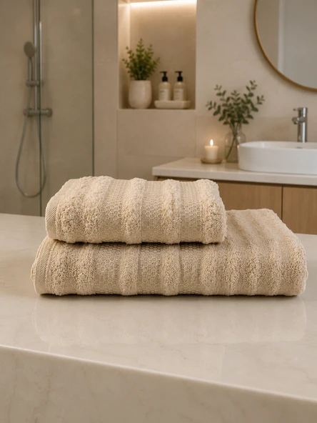 Pamuklu Saç Havlusu 50x90 ve Banyo Havlusu 90x150 Yumuşak Dokulu Emici Saç ve Banyo Havlusu ürün görseli 1