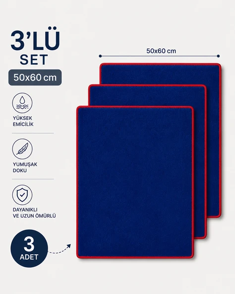 Mikrofiber Cam Kurulama Bezi 3'lü Set - Oto Cam Kurulama Temizlik Bezi - İz Bırakmayan Kurulama Bez - 50x60 Lacivert ürün görseli 1