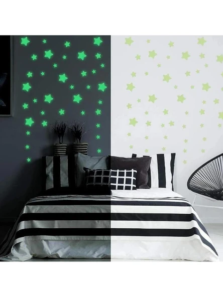 Mucit Home 50 Yıldız 1 Ay Fosforlu Duvar Süsü Renkli Yıldızlı Gece Parlayan ürün görseli 1