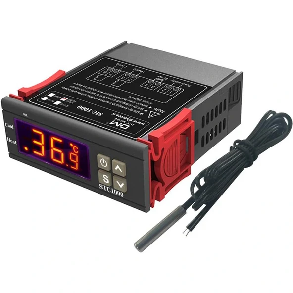 STC-1000 220V LCD Ekranlı Problu Termostat Dijital Sıcaklık Kontrol Cihazı ürün görseli 1
