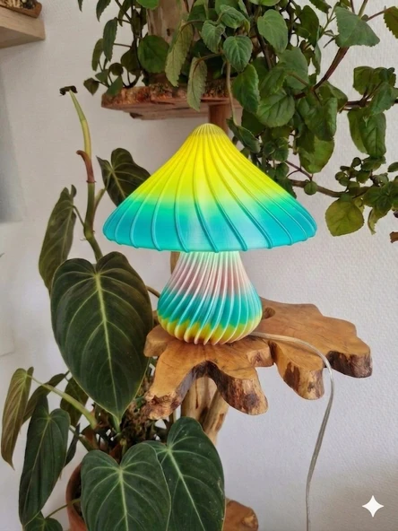 Dekoratif Mantar Lamba - Modern Masaüstü Aksesuarı Minimalist Seçenek: Minimalist Bükümlü Mantar Obje - Gece Lambası ve Dekoratif Figür ürün görseli 1