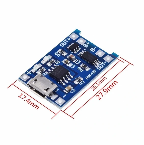 TP4056 Micro USB Korumalı Lipo 18650 Pil Şarj Devresi - Resim 5