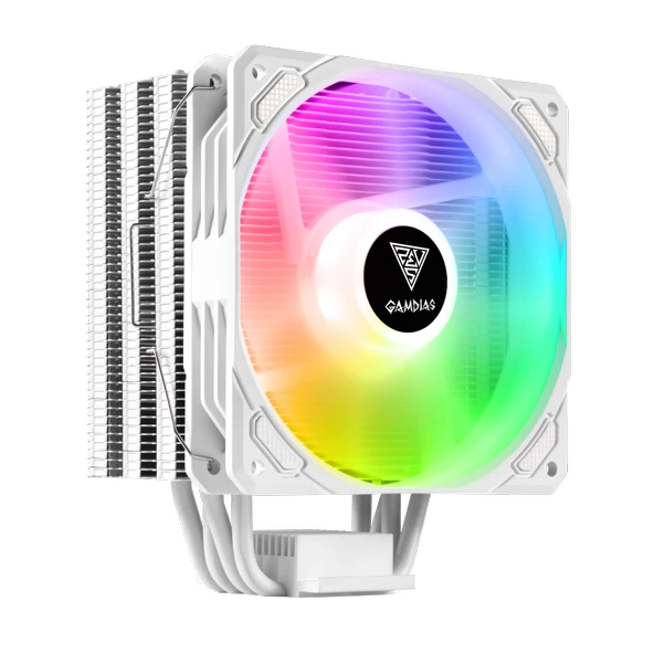 GAMDIAS BOREAS E1-410 WH, White Edition, 120mm, CPU Kule Tipi Hava Soğutma, Doğrudan Temas Teknolojisine Sahip 4 adet Gelişmiş Bakır Isı Borusu (AMD AM4-AM5 ve INTEL Tüm işlemciler ile uyumlu) ürün görseli 1
