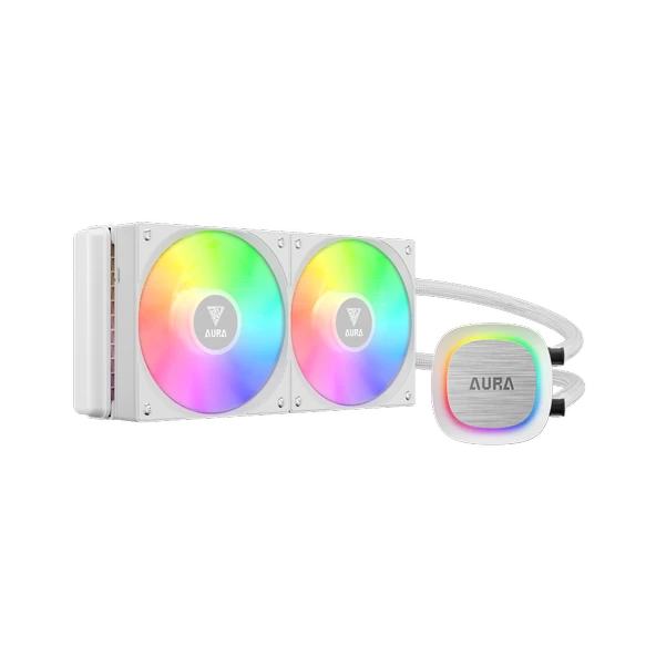 GAMDIAS AURA GL240 V2 WH, White Edition, 240mm,  RGB, 2 Fanlı,CPU Sıvı Soğutma ürün görseli 1