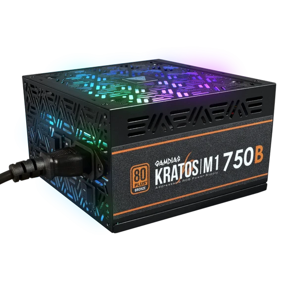 GAMDIAS KRATOS M1-750B, 750W, 80+ Bronze,  Aktif PFC, RGB, GAMING, ATX, Power Supply (PSU) ürün görseli 1
