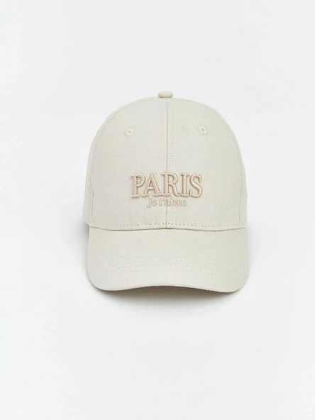 LCW ACCESSORIES Ekru Paris Nakışlı Kız Çocuk Kep Şapka ürün görseli 1