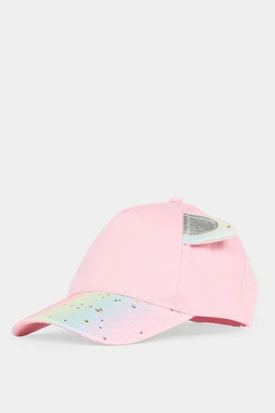Defacto B7603A8PN1 Pembe 3D Simli Kumaş Cap Şapka Kız Çocuk ürün görseli 1