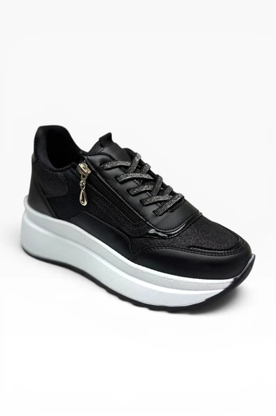 Alves 0846-26 Simli Cilt Deri Anatomik Taban Kadın Sneaker Siyah Beyaz 36-40 ürün görseli 1