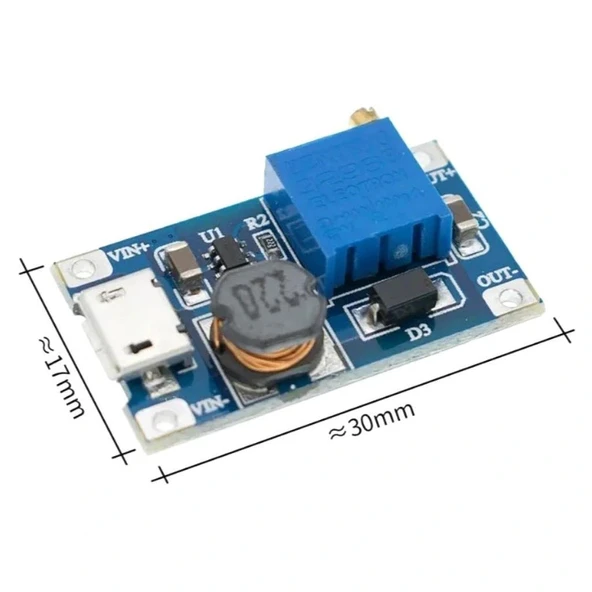 MT3608 2A Dc-Dc Güç Modülü Micro USB Çıkışlı - Resim 3