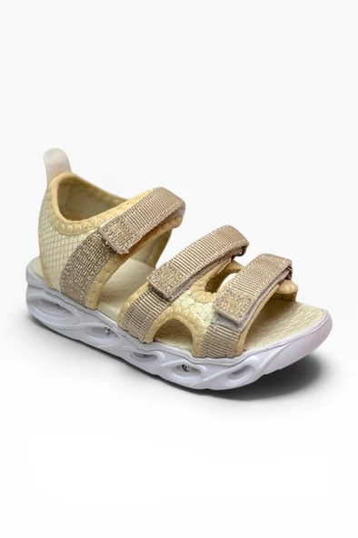 Arzen Bebe 230-26 Simli 3 Cırtlı Işıklı Anatomik Kız Çocuk Sandalet 26-30 ürün görseli 1