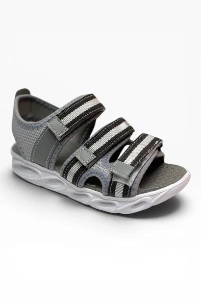 Arzen Bebe 231-26 3 Cırtlı Anatomik Çocuk Sandalet Gri Gümüş 31-35 ürün görseli 1