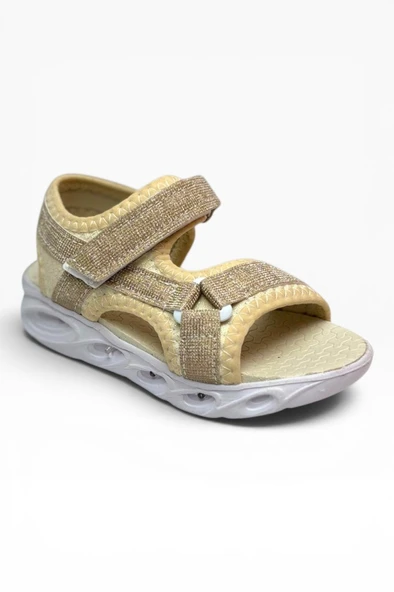Arzen Bebe 229-26 Simli Işıklı Cırtlı Anatomik Kız Çocuk Sandalet 26-30 ürün görseli 1