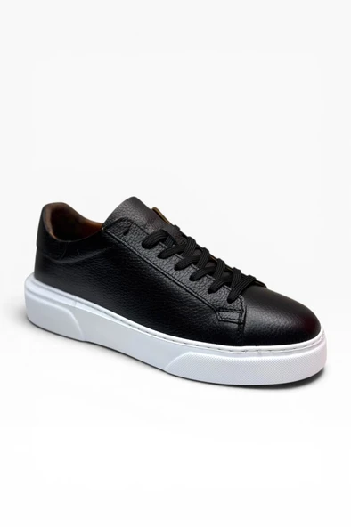 BRT LF-050-26 Hakiki Baskı Deri Anatomik Erkek Sneaker Siyah Beyaz ürün görseli 1