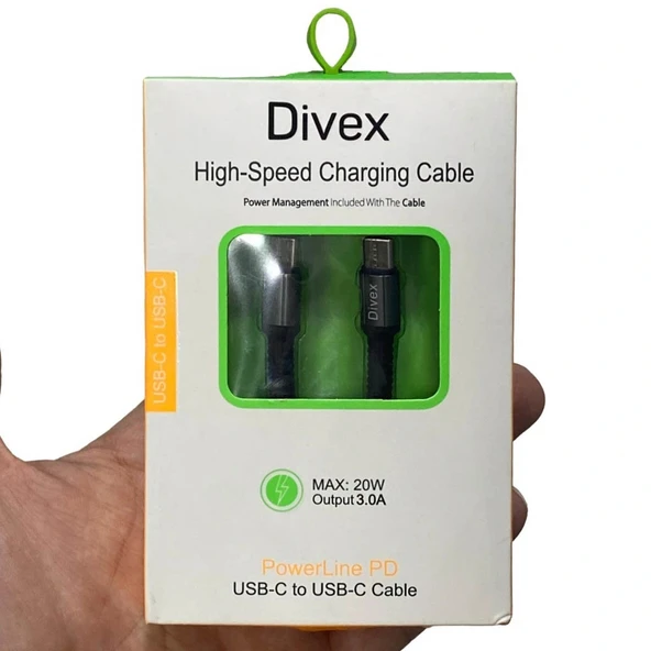 Divex Type-C to Type-C 20W 3A Hızlı Şarj ve Veri Transfer Kablosu DC-147 ürün görseli 1
